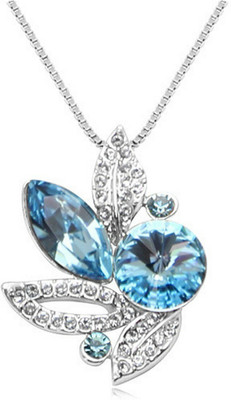 Tinera Trends construction of a copper finch table full of diamond leaves crystal Rhodium Swarovski Crystal Alloy Pendant