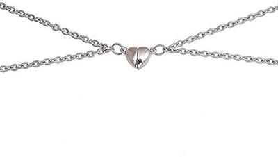 Animated Lovers and Couple Special Premium Heart Shape Magnetic Pendant Stainless Steel Pendant Set