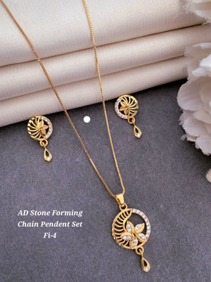 ATMESHWARSALES GOLD PENDANT SET - RK-4 Gold-plated Crystal Alloy Pendant Set