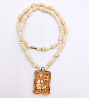 BRIJ HAAT Wooden Hanuman ji Locket with Tulsi Kanthi Mala @4cm Wood Locket