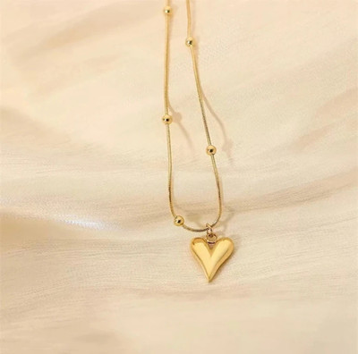 Nahmiz Trends Anti-Tarnish Gold Plated Heart Pendant Necklace with Chain for women Waterproof Gold-plated Plated Alloy, Stainless Steel Necklace