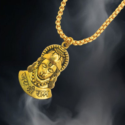 Madhur Creation New Hanuman ji pandal Locket with Chain for mens and boys Gold-plated Brass, Alloy Pendant