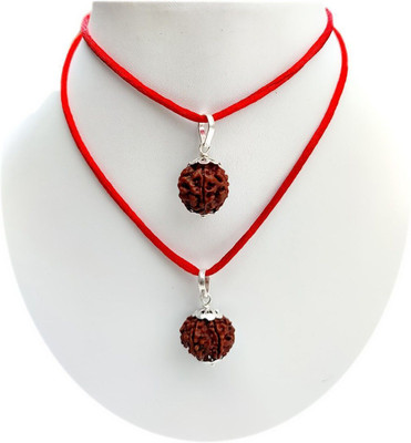 memstomuch 2 Locket Certified 5 Mukhi 5 Face Rudraksha 2 Pendant Original Silver Plated Silver Beads Metal Pendant