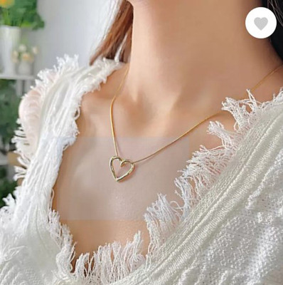 zebisco Twisted heart golden necklace for girl and women Silver Stainless Steel, Steel, Sterling Silver Locket