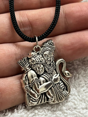 Astrootalk Ram Hanuman Milan Locket Pendant with Black Dori, kala dhaga Alloy, Metal, Cotton Dori, Brass Pendant Set