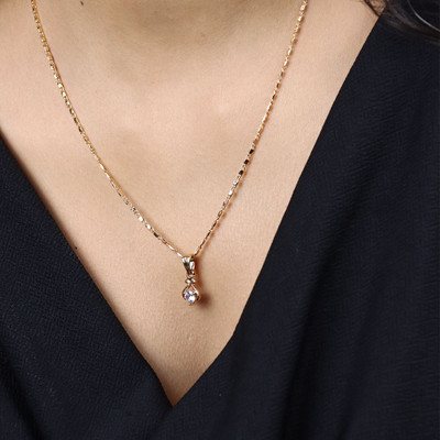 Garnisha Gold Plated Designer Pendant Chain Necklace for Women Girls Jewellery Gold-plated Brass Pendant Set