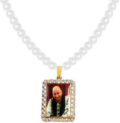 Uniqon Small Size (Mix Swaroop/Photo) Jai Guru Ji Swaroop Locket Pendant Bead/Moti Mala Gold-plated Stainless Steel Pendant Set