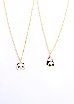 Jewels Wallah Panda pendant combo Pack of 2 with golden chain anti tarnish Gold-plated Alloy Pendant Set