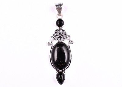 AAR Jewels Handcrafted Pendant Necklace Sterling Silver Onyx Metal Locket Set