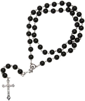 zebisco jesus christ cross christian rosary Silver Stainless Steel, Steel Locket Set