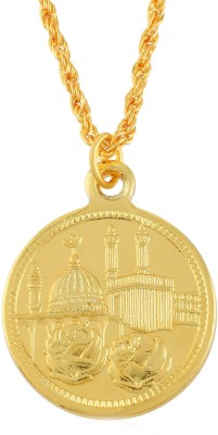 Morvi Gold Plated Brass, Makka Madina Masjid, 786 Allah Pendant Locket Men Women Gold-plated Brass Pendant
