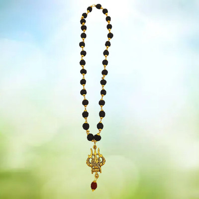 Madhur Creation Most Demanded Bhagwan Mahadev Dotted Locket Pendant With Mala Gold-plated Beads Brass, Wood Locket