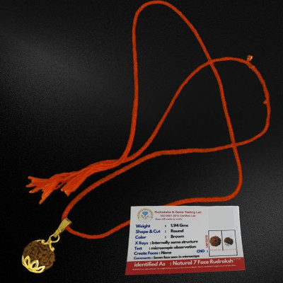Kuttumb Gems & Jewels ORIGINAL(NEPALI) 7 MUKHI RUDRAKSHA Gold-plated Wood Locket