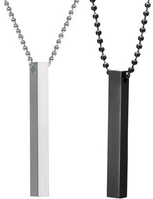 ringzinnie Silver, Black Silver Stainless Steel Pendant Set