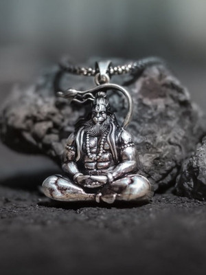 syrma Meditation Hanuman - Men and Women, Evil Protector Hanuman Ji Locket Silver Stainless Steel Locket