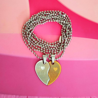 Shiv Jagdamba Valentine Gift Heart Broken I Love You Couple Gift Pendant Gold-plated Zinc, Metal Pendant