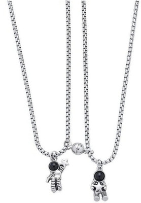 Animated F 745_RR JSE-ASTRONAUT PENDANT G856_158 Silver Stone Pendant Set