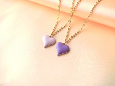 Sonisirani Pack of 2 Stylish trendy cute heart shaped charm pendant Necklace Gold-plated Alloy