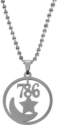 Shiv Jagdamba Round Shape Religious Allah Star Moon With Lucky No786.Islamic Muslim Jewelry Sterling Silver Stainless Steel Pendant