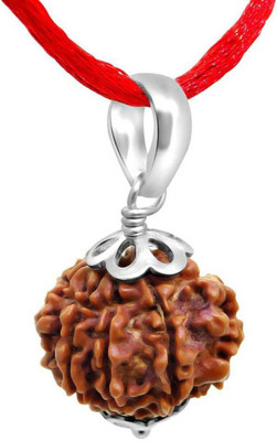 DIVINE SOUVENIRS Five Mukhi Rudraksha Silver Wood Pendant