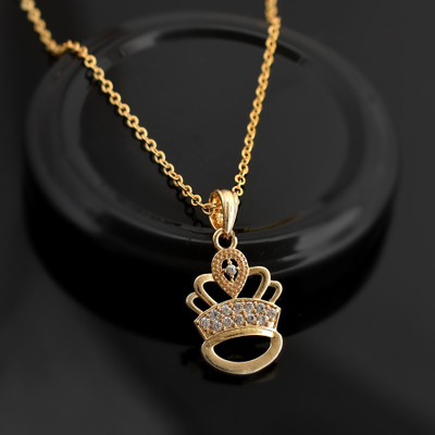 PYR JEWELS 18kt Gold Plated Chain With Gold Locket Set For Girls Boys Men Women Gold-plated Brass Pendant Set