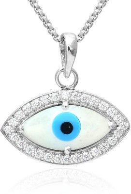 Femme Jam 925 Sterling Silver Mother of Pearl & Zirconia Evil Eye Pendant for Women & Girl Mother of Pearl, Swarovski Zirconia Sterling Silver Pendant