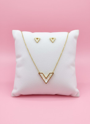 PARMONAS Stainless Steel Gold-plated Gold, White Jewellery Set(Pack of 1)