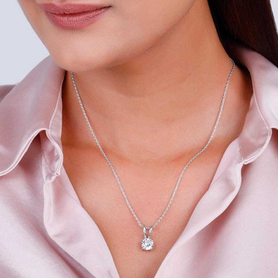 VIMALNATH SALES ROUND PENDANT Rhodium Zircon Brass Locket Set