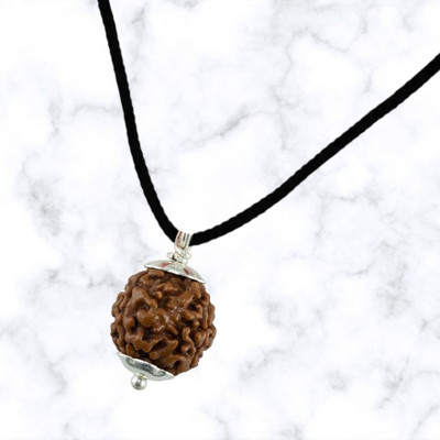 ASTHA Bhakti JEWELLERY 3 Mukhi rudraksha / 3 Face Rudraksha Nepali For Unisex Silver Wood Pendant