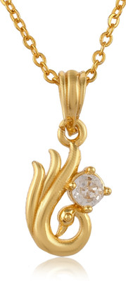 PYR JEWELS Peacock Design Locket with simple Gold Plated Brass Chain for Women & Girls Gold-plated Cubic Zirconia Alloy Pendant Set