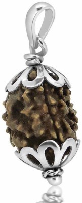 Kripalu store Three Mukhi (3 face) Rudraksha Silver Wood Pendant