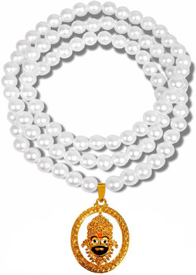 Adhvik Oval Lord Shri Baba Khatu Shyam/Barbarika Face Locket Pendant Beads/Moti Mala Gold-plated Stainless Steel Locket Set