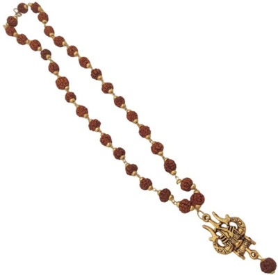 Kripalu store Most Beautiful Lord Mahadev Dotted Locket Pendant With 5 Mukhi Rudraksha Mala Gold-plated Brass Pendant
