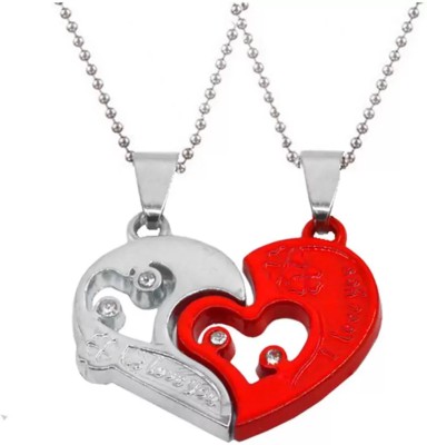 M Men Style Valentine I Love You Broken Heart Lock And Key Couple Locket Pendant Set Sterling Silver Stainless Steel Pendant