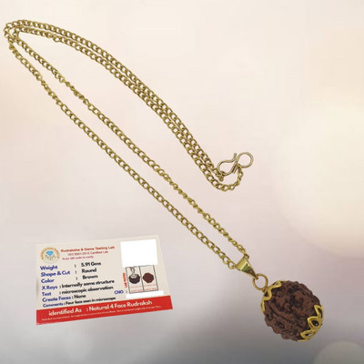 Kripalu store 4 Mukhi Rudraksha Original Four Mukhi Rudraksha Gold-plated Beads Brass, Wood Locket