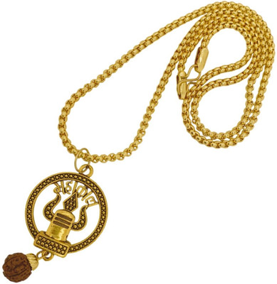 BHAKTI Kripalu Store Most Beautiful Bhagwan Shiv Dotted Locket Pendant With Chain Gold-plated Brass, Alloy Pendant Set