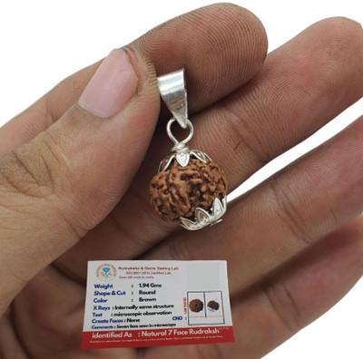 kripaurban Nepali 7 Mukhi Rudraksha attracts wealth Wood Silver Brass, Wood Pendant Set