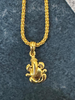 ricky collections GOLDEN GANPATI JI LOCKET WITH GOLDEN CHAIN FOR MEN AND WOMEN Gold-plated Metal Locket Set