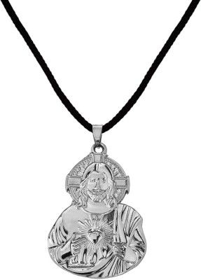 Shiv Jagdamba Religious Christian Christ Cross Jesus With Cotten Dori Pendant Necklace Rhodium Zinc, Metal Pendant