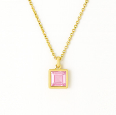 Ceylonmine01 Elegant Gold Chain Pendant with Pink Sapphire Durable & Versatile Women Necklace Gold-plated Sapphire Stone Pendant