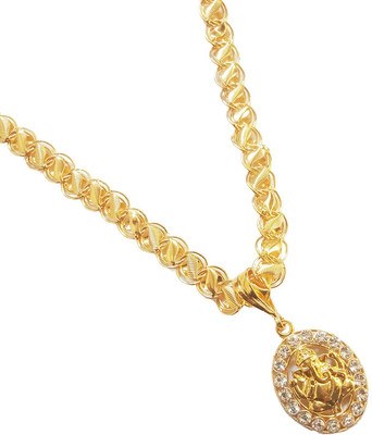 JIYANSHI ENTERPRISE Ganesh Round Diamond & Koyali Chain Gold-plated Diamond Alloy Pendant Set