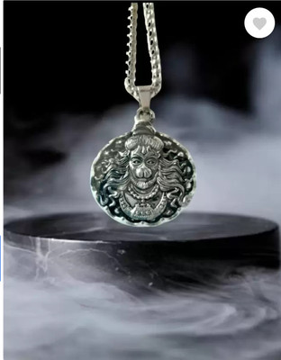 Dmlpbp Men's Silver Chain with Hanuman Pendant Rhodium, Silver Alloy Silver Alloy Pendant Set