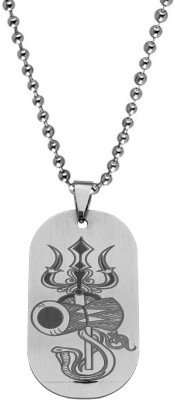 M Men Style Religious Lord Shiv Trishul Damaru Snake Pendant Necklace Chain Sterling Silver Stainless Steel Pendant