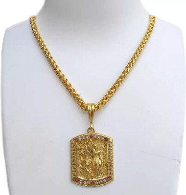 LASAVAMON 1 gram Pendant set With chain for man and boy New design new year Gold-plated Plated Brass Necklace Set