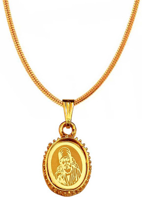 Shiv Hari Shiv Hari Lord Shree Sai Baba Locket With Chain Gold-plated Pendant Set Gold-plated Brass Pendant Set