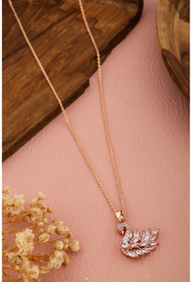 Temora Stylish & Trendy Rhodium Cubic Zirconia Alloy Pendant Set
