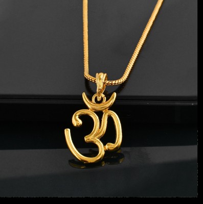 NAVYA ART brass om locket Gold-plated Brass Pendant Set