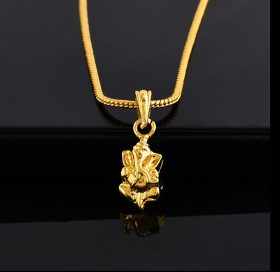 PYR JEWELS ganpati bappa locket::ganesh chain::ganesh chain for girls ::genesh key chain Gold-plated Brass Pendant Set