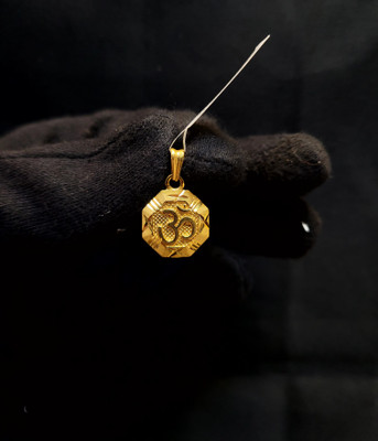 Ansh Enterpris 1 gram gold Men Om Locket Unic chain Gold-plated Crystal Brass Pendant