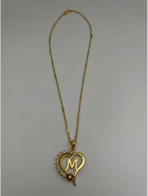 Pitaamaa MAATPITA Alphabet 18KT Yellow Gold Pendant for Women(Real Images)31 Gold-plated Diamond Brass Pendant